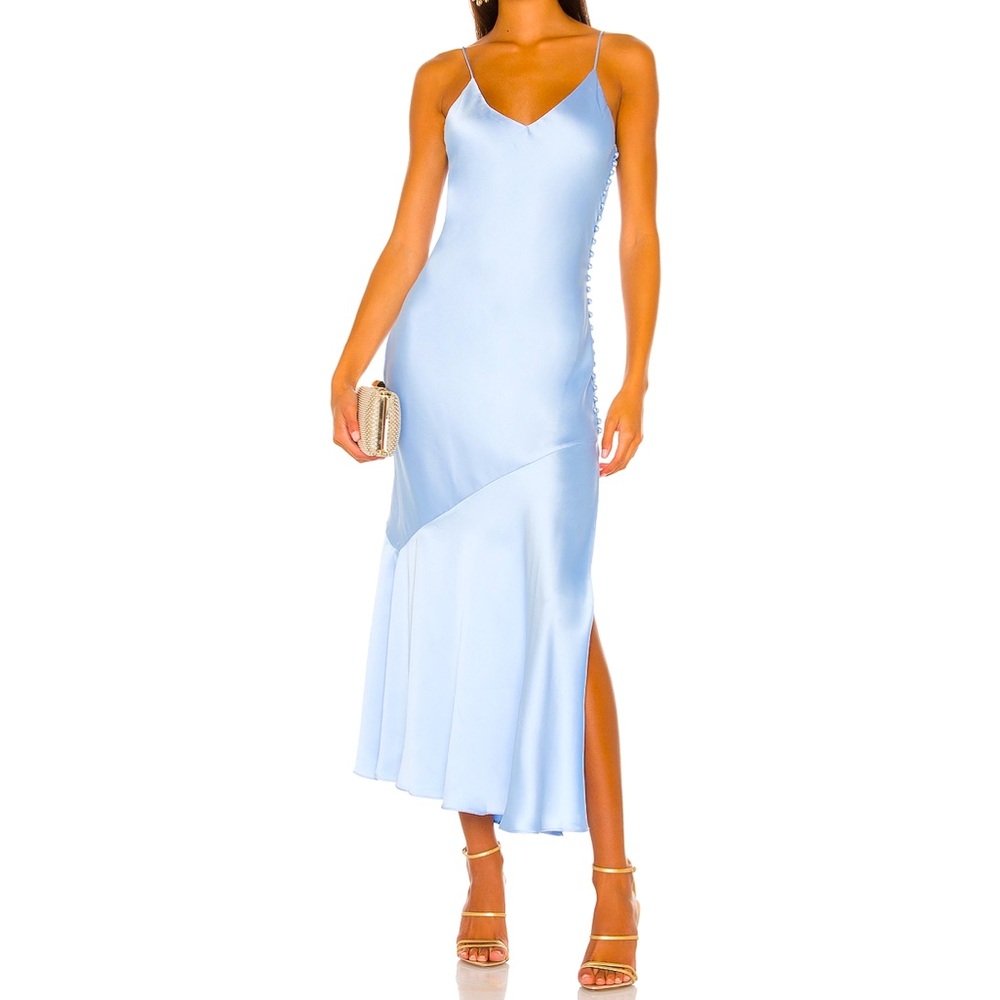 Atoir The Asteroid Midi Dress Size 6 Stratosphere Blue Asymmetrical Satin Event